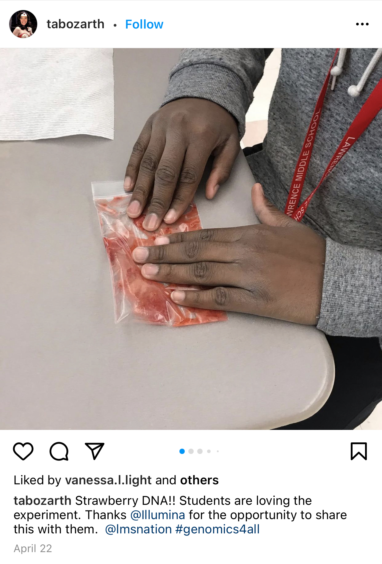 Example Instagram post for DNA Day activities