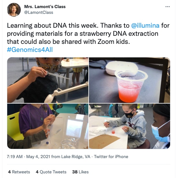 Example Twitter post for DNA Day activities